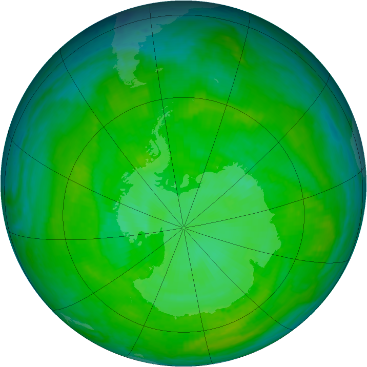 Antarctic ozone map for 10 December 2000